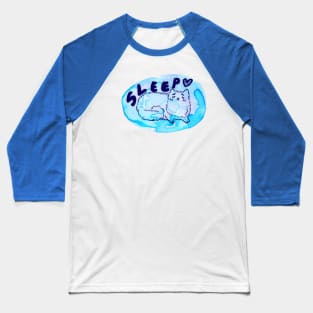 Sleepy Watercolor Kitty Baseball T-Shirt